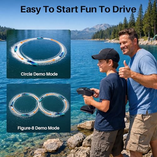 Geyiie Brushless RC Boat for Adults & Teens, 35+KPH High Speed Remote Control Boat with Self-Righting, Auto Demo, 20-30 Min Runtime(2 Batteries) & Water Cooling for Lakes and Outdoor Racing — view 6