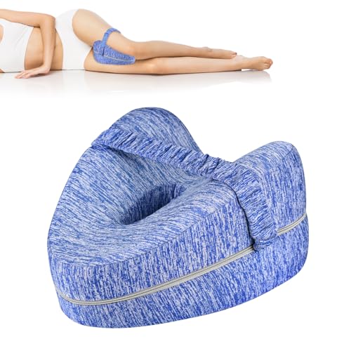 Leg Pillow - Knee Pillow for Sleeping on Side, Ergonomic Tapered Design Supports Hips, Memory Foam Leg Pillows for Sleeping on Side Contour to Your Body, Washable & Removable Leg Support Cushion