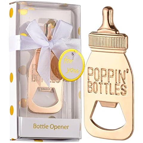 Pack of 36 Bottle Opener Baby Shower Favors for Guest Supplies Poppin Bottle Shaped Bottle Opener Neutral Reveal Party Favor Baby Shower Party Souvenirs Gift Decorations (White, 36) Cover