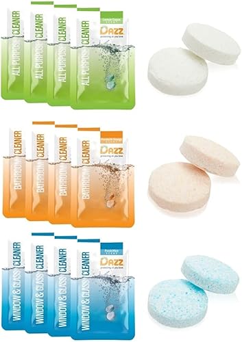 Miniatura 4 de Dazz Paquete de repuesto para toda la casa (4 de cada producto, 12 en total) tabletas de limpieza natural, limpiador multiusos, limpiador de vidrio
