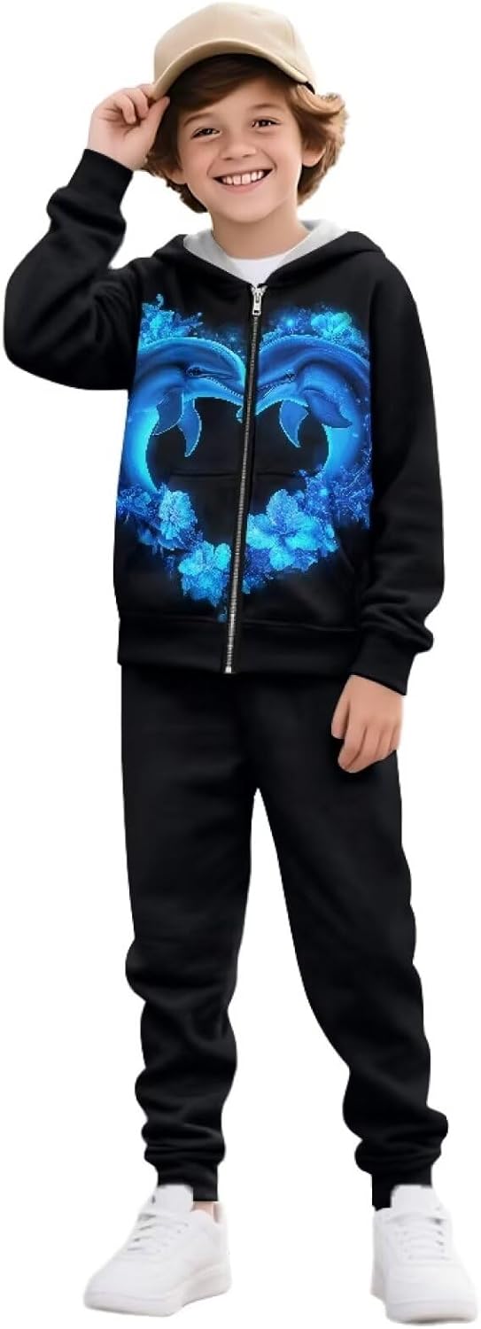 Girls 2 Piece Outfits Sweatsuits Zip Up Hoodie Sweatshirt and Pants Athletic Tracksuit Jogger Set Age 6-15T