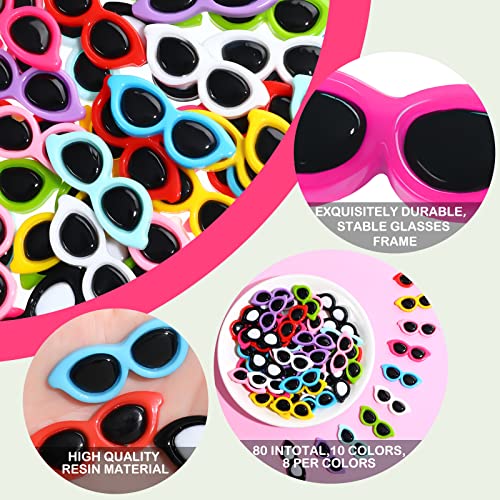 80 Pieces Resin Colorful Mini Sunglasses Flatback Resin Scrapbook Decor Accessories Crystal Cute Charm Embellishments For Summer Beach Diy Hair Clip Phone Shell Scrapbook Ornament Crafts Suit #TOP2