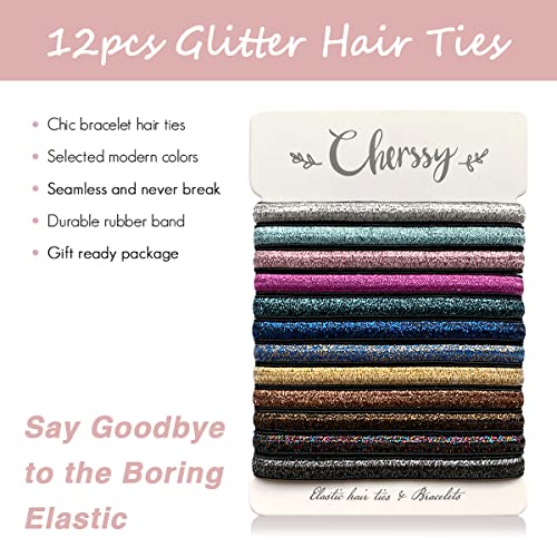 Glitter Hair Ties And Bracelets, Women's Stretch Bracelets, Fashion Ponytail Holders Rubber Hair Bands For Women Girls Teen #TOP6