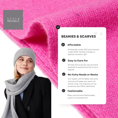 Style Republic Women’s Ribbed Cuff Beanie, Luxury Cashmere, Soft & Stretchy With Ribbed Edge, Warm Cozy Hat For Winter (Light Grey Melange) #TOP4