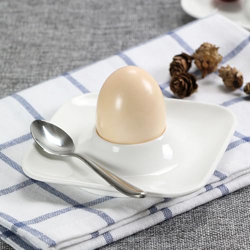 Sertay 6 Stück Eierbecher Porzellan Weiß, Ablage Eierständer, Eierbecher Weiß Eckig, Ablage Eierständer Egg Cup, Eierbecher Set, Eierbecher Keramik, Geeignet für Eier, Obst, Nüsse Oder Snacks – Bild 5