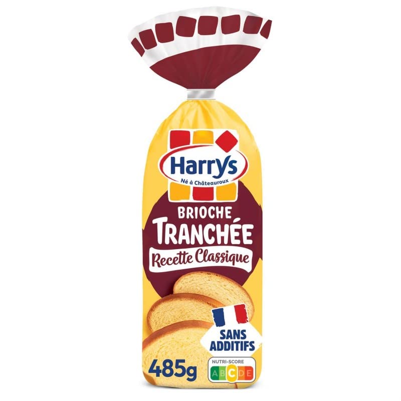 HarryS Brioche Tranchée Classique Nature, sans Additifs, 485g - Viennoiseries et Pains au Lait - Lot De 4