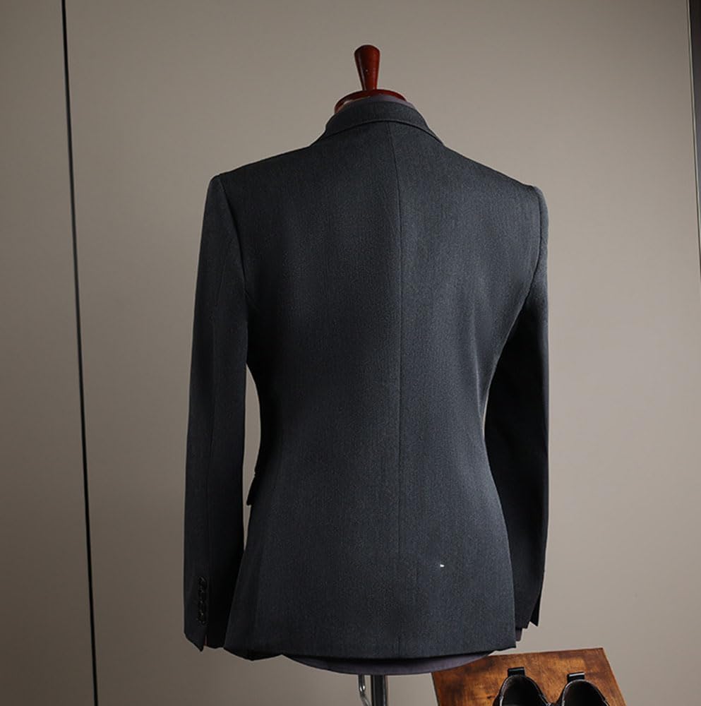 Men's Suit Blazer One Button Coat Peak Lapel Business Work Jacket