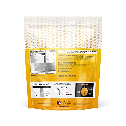 Image of About Time Unflavored Whey Protein Isolate Powder 26g, Natural Ingredients, Non-GMO, Gluten-Free, Lactose-Free, No Artificial Sweeteners, Low Carb, 32 Servings