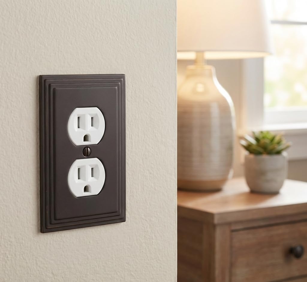Cosmas 25026-ORB Oil Rubbed Bronze Single Duplex Electrical Outlet Wall Plate/Cover