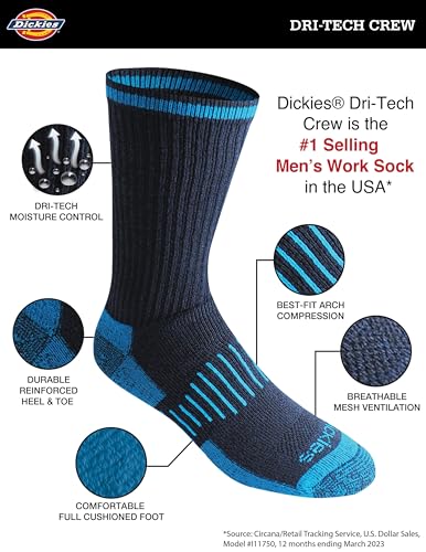 Dickies Men's Dri-tech Essential Moisture Control Crew Socks Multipack - Image 3