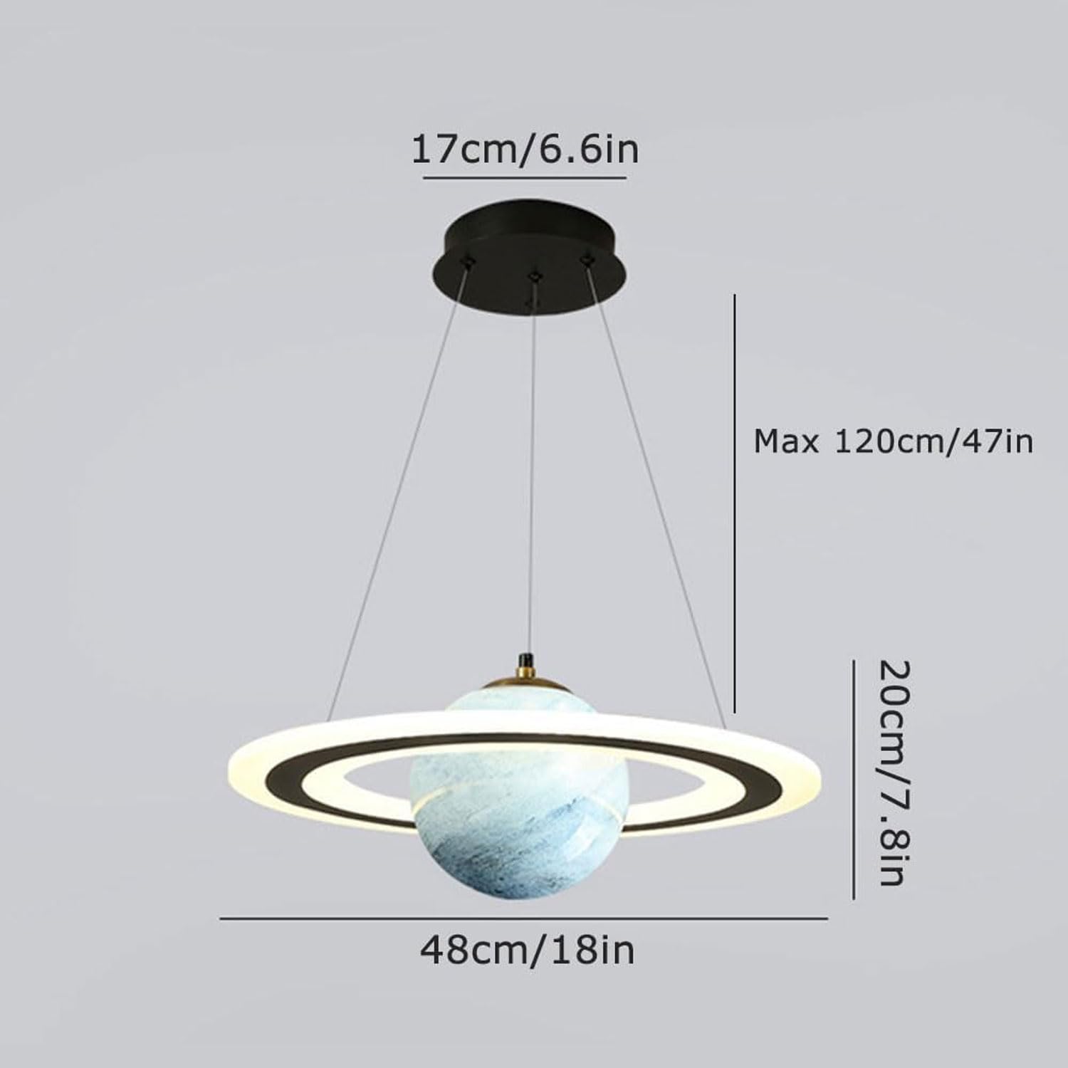 Suspensions Planètes pour chambre d'enfant, lustre d'intérieur moderne en acrylique, réglable, culot E27, avec abat-jour rond en verre, pour salon, chambre d'enfant