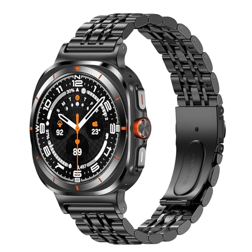 Stainless Steel Band Compatible with Galaxy Watch ultra 2/1 Bands 47mm (2025/2024),No Gap Business Metal Replacement Strap for Men Samsung Galaxy watch 8/7 Ultra Band (Light Black)
