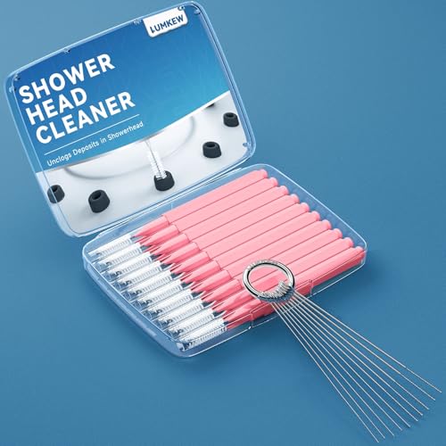 Image of Lumkew Shower Head Cleaner Picks, Pink Shower Head Cleaning Brushes for Showerhead Small Hole Nozzle Unlcogger, 20 pcs