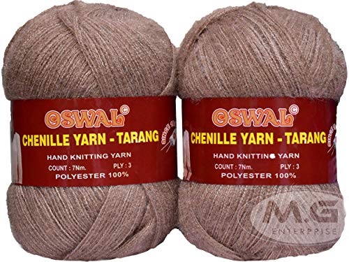 Image of M.G ENTERPRISE Os wal Tarang Knitting Wool Yarn, Soft Fancy Feather Wool Ball Chocolate 300 gm Best Used with Knitting Needles, Soft Fancy Wool Crochet NeedlesWool Yarn for Knitting. FC
