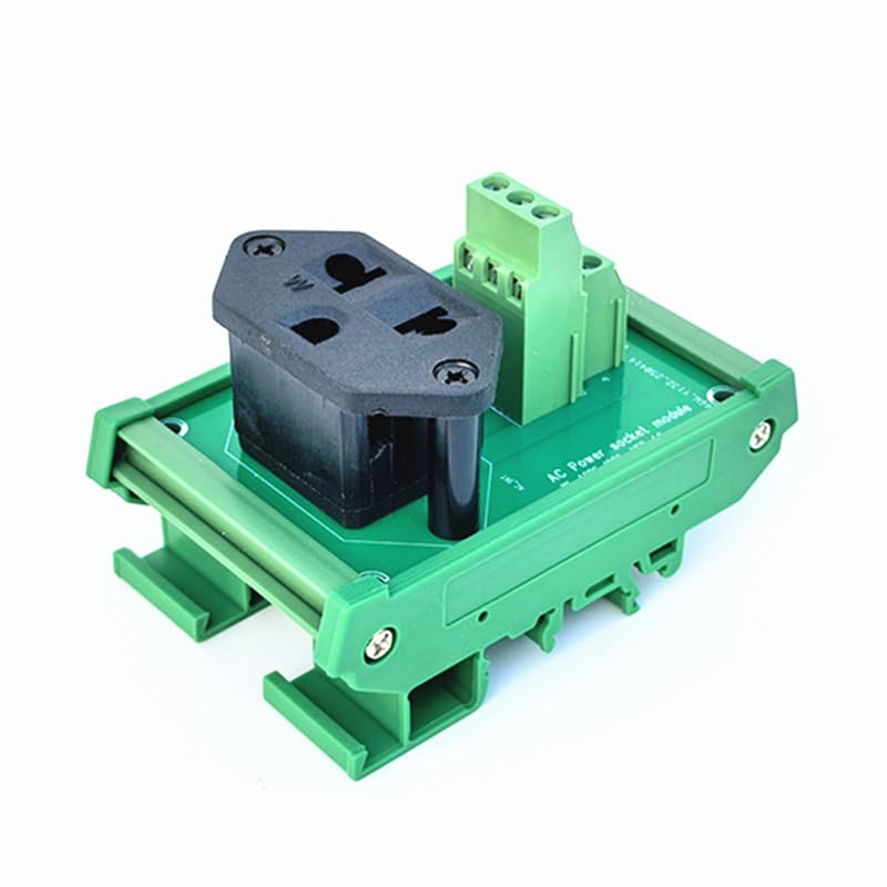Din Rail Mounted Single Three Prong Grounded AC Outlet Power Module, AC Receptacle, Convenience Outlet.