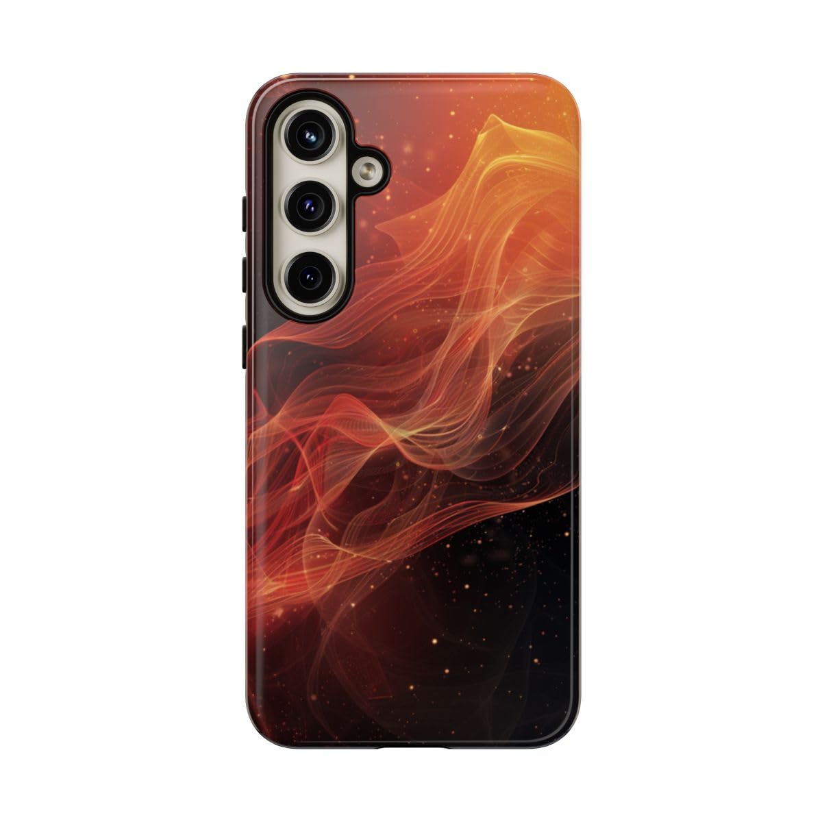 Coque Samsung S24 Plus rigide brillante Abstrait Vagues orange - 5