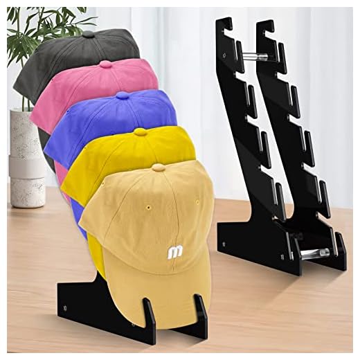 WIOR Pacote com 2 suportes para chapéus de beisebol, comporta até 10 bonés, organizador de chapéus, suporte de acrílico para suporte de parede ou exibição em pé, suporte para quarto, armário, cômoda e