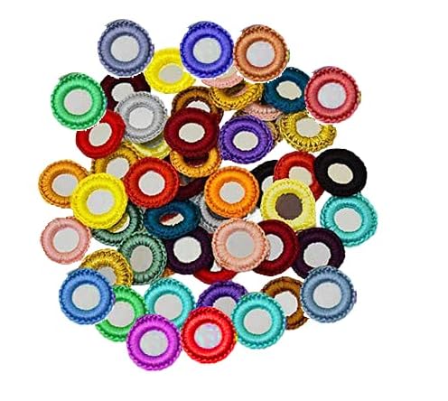 generic The GIFTERY Small Mirror Frames & Mirrors for Embroidery Works,SIZE-8mm Inner,1.7cm Outer,Color (Pack of 50 Pcs Frame& 50 Mirror)-picture-3