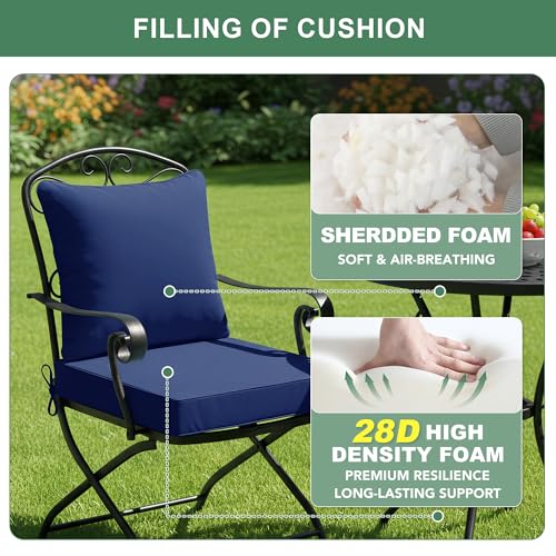 Summsun Patio Cushions for Outdoor Furniture, 22 x 22 in, Navy by Summsun - Used condition - Image 4