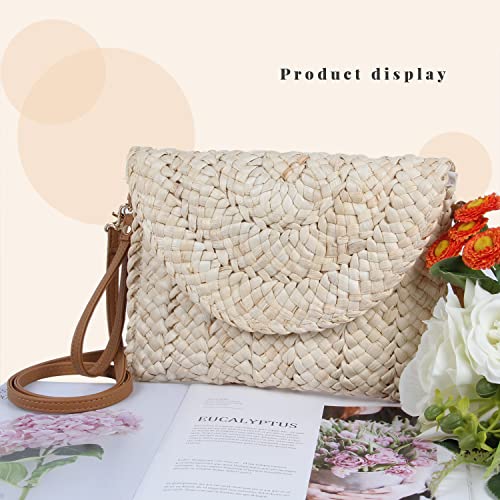 Emprier Women's Summer Straw Clutch Purse Beach Clutch Purse Bags Woven Straw Shoulder Bags Casual Envelope Wristlets Purse #TOP6