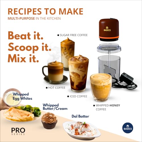 Image of Coffee Beater - Automatic | Whipped Butter | Egg Beater | Pancake Mixer | Pakoda Batter, Electric 40 W, Yellow