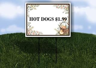 Hot Dogs $1.99 Easter Spring Vintage Chicks Eggs Basket Brown Single Sided 18x24 in. Yard Road Sign w/Stand