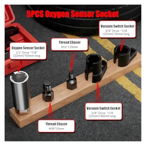 Kit de 5 Llaves para Sensor de Vacío y O2 Automotriz miniatura 5
