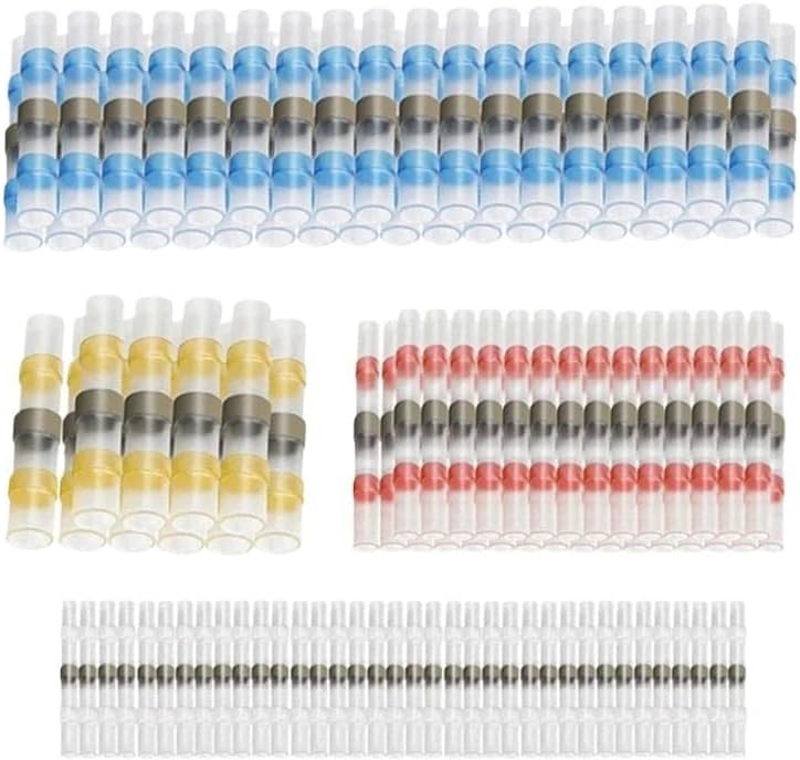 100pcs/box Solder Seal Wire Connectors Waterproof Heat Shrink Insulated Electrical Butt Splice Connector Terminals VUQLDHAYZ