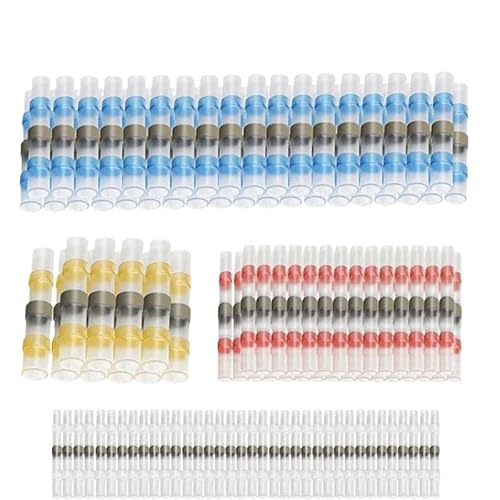 AARTERZZA 100pcs/box Solder Seal Wire Connectors Waterproof Heat Shrink Insulated Electrical Butt Splice Connector Terminals