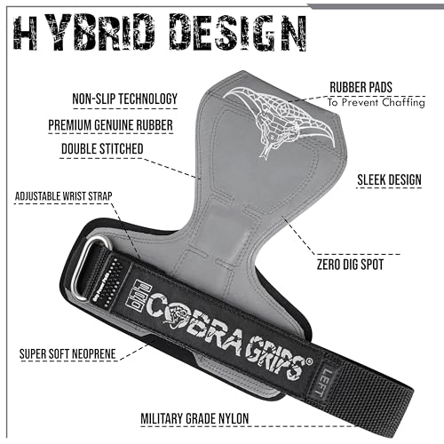 Image of Cobra Grips Weight Lifting Gloves with Adjustable Neoprene Padded Wrist Wraps - Heavy Duty Alternative to Power Lifting Hooks for Deadlifts