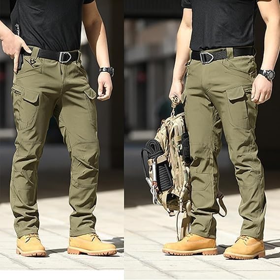 ADHOWBEW Cargo Pants Men Elastic Waist Big and Tall Stretch Relaxed Fit Waterproof Work Trousers4
