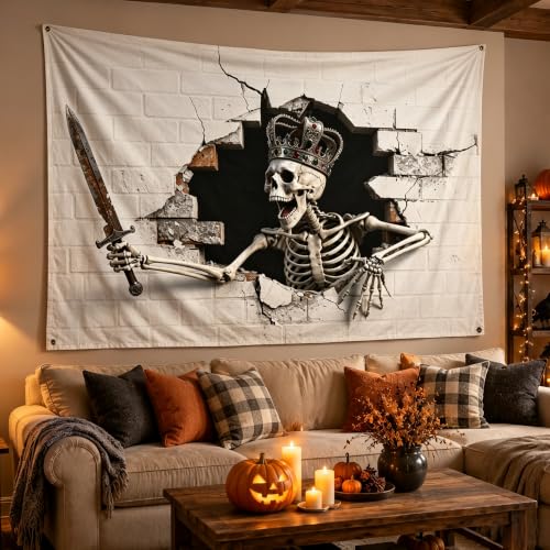 GORDITA Halloween Garage Door Cover 16 x 7 FT, Skeleton Breaking Wall - image 4