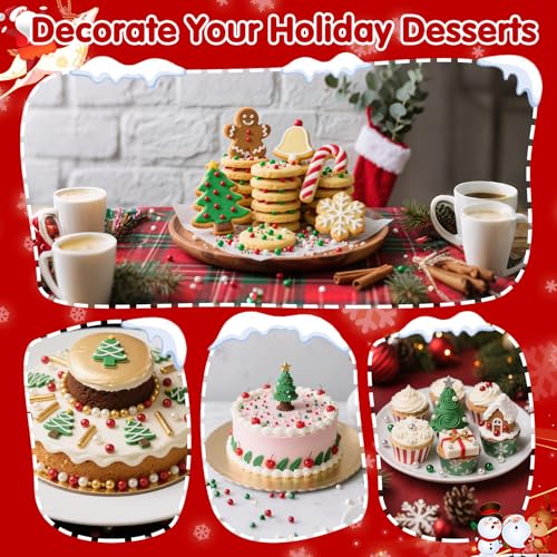 Image of Christmas Nonpareils Sprinkles for Cake Decorating,130g White Red and Green Mini Pearls Mix,Edible Sugar Holiday sprinkle for Cupcake Toppers,Cookie,Ice Cream Decorations Christmas Party Supplies