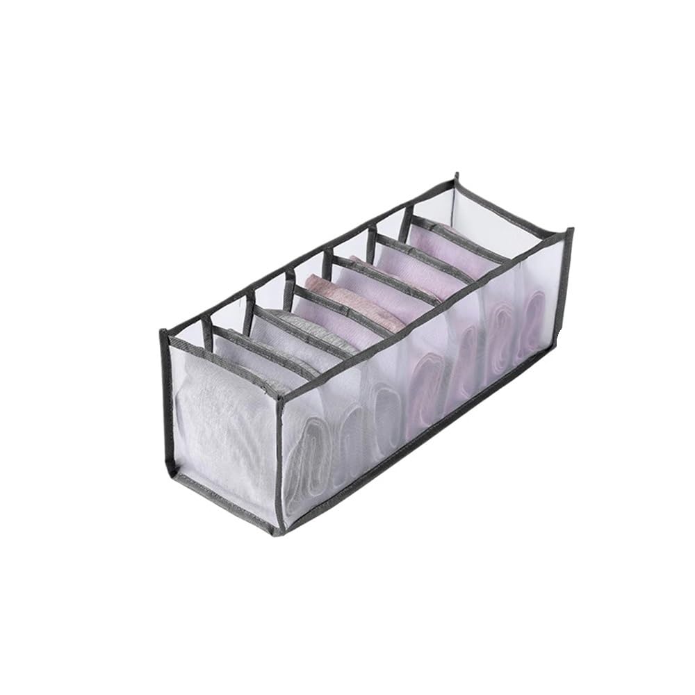 Sunrrafck Grey-7 Grids 1Pc﻿ Mesh Grid Underwear Storage Boxes For Closet Divider Drawer Clothes Organizer Dormitory Bra Socks Breathable Bag(Grey-7 Grids)