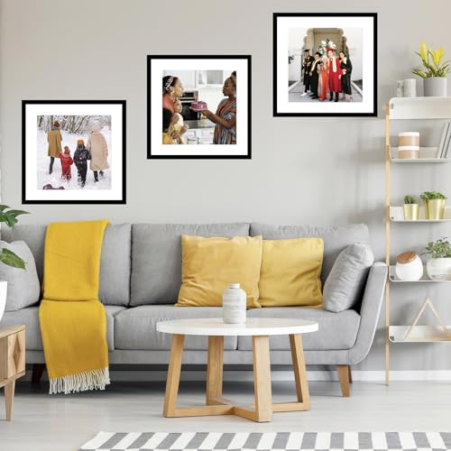 Image of JCJMY 22x22 Picture Frame Black with 18x18 Mat, Display Photo 18x18 with Mat or 22 x 22 Without Mat, Wall Hanging Large 22x22 Poster Frame with Shatter Resistant Plexiglass, Black