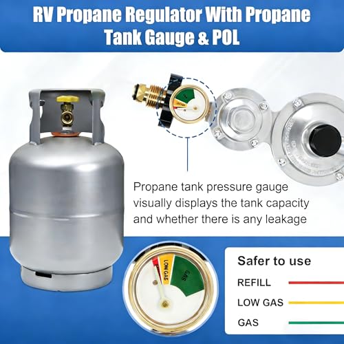 Feikeer Vertical 2 Stage Propane Regulator with POL and Gauge, Two Stage Propane Regulator Standard 3/8 Female NPT Connection, Double Stage Regulator for 20-100lb Tank，Gas Grill, RV, Propane Heater by Feikeer - Image 3