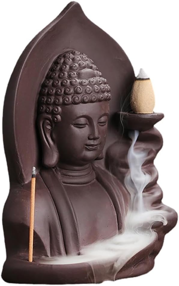 ISAEKN Waterfall Buddha Incense Burner Holder for Home, Office, Bedroom, Yoga