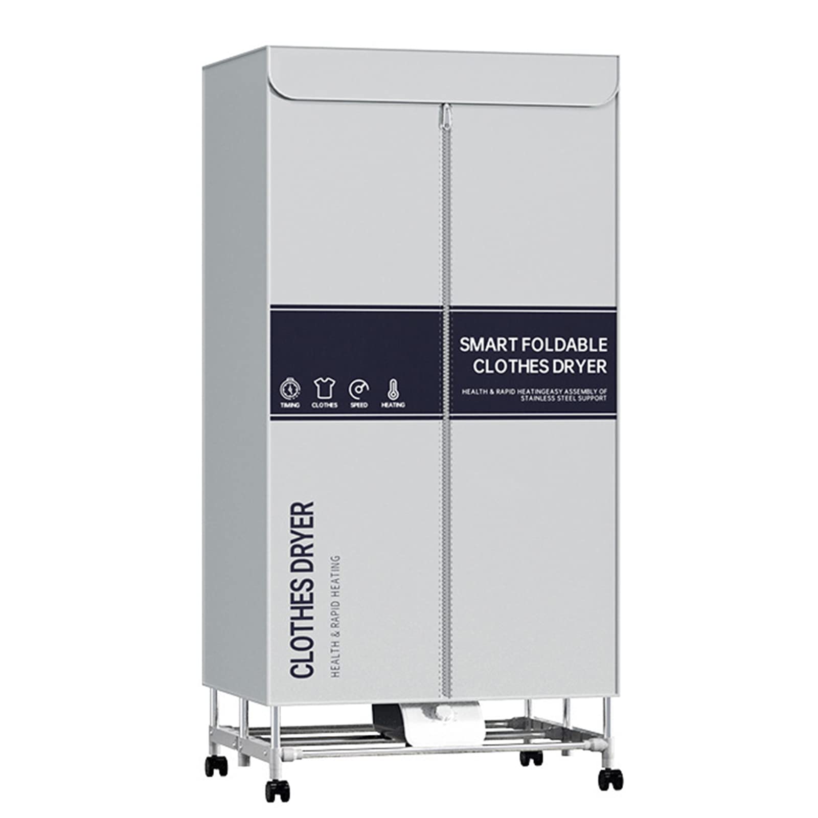 Asciugabiancheria Elettrica con Timer e Telecomando, Stendi Biancheria Elettrico Armadio 1000W a 2 Livelli con Coperchio e Ruote, Stendibiancheria Elettrico di Grande capacità