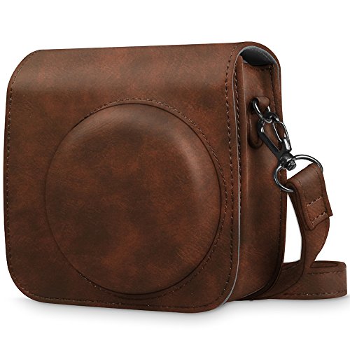 Fintie Protective Case Compatible with Fujifilm Instax Mini 9 / Mini 8/8+ Instant Camera - Premium Vegan Leather Bag Cover with Removable Strap, Vintage Brown