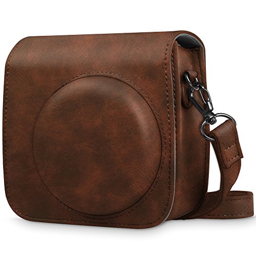 Fintie Protective Case Compatible with Fujifilm Instax Mini 8 Mini 8+ Mini 9 Instant Camera - Premium Vegan Leather Bag Cover with Removable Strap, Vintage Brown