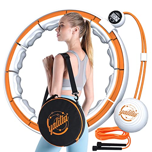Smart Weighted Hula Hoop - Yalilia Infinity Hoop, Hula Hoops for Adults Weight Loss, Detachable Knots Hoops Adjustable Auto-Spinning Ball Abdomen Fitness Equipment for Adult
