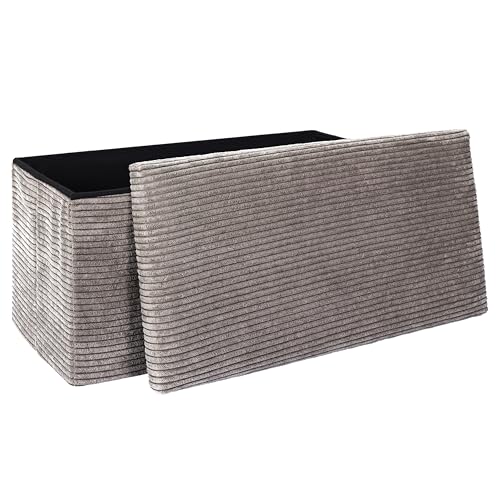 HOME DECO FACTORY - Coffre Banc Pliable Cotele Scott - Mobilier Pratique et Confortable - Dimensions 76 x 38 x 38 cm - Hauteur Assise 38 cm - Couleur Taupe -...