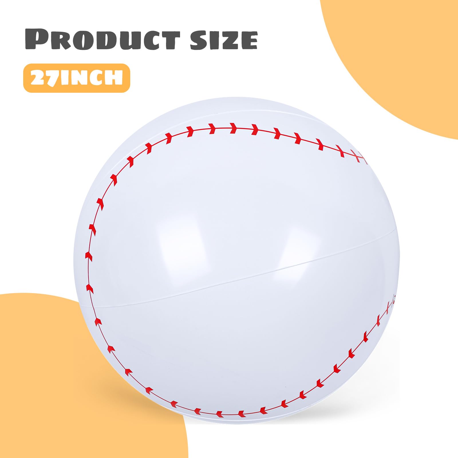 Pelota inflable gigante de béisbol de 27 pulgadas, para decoraciones de fiestas temáticas de béisbol y decoración de cumpleaños, juguetes de pelota de playa para niños 2
