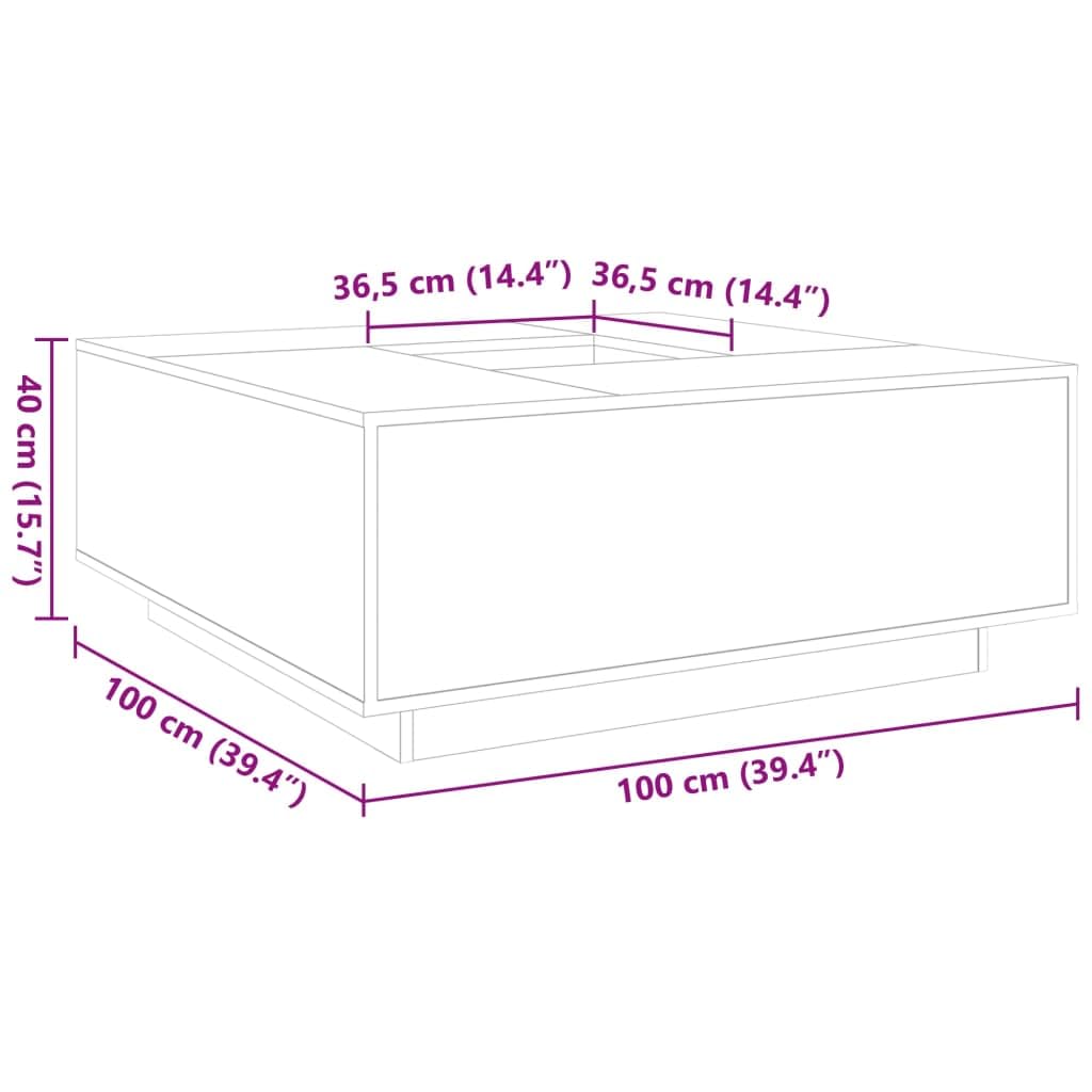 vidaXL Stolik kawowy, biały, 100x100x40 cm, materiał drewnopochodny