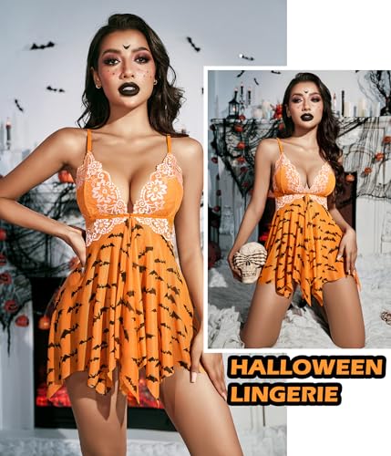 Image of Avidlove Women Lace Lingerie Front Closure Babydoll V Neck Nightwear Sexy Chemise Nightie