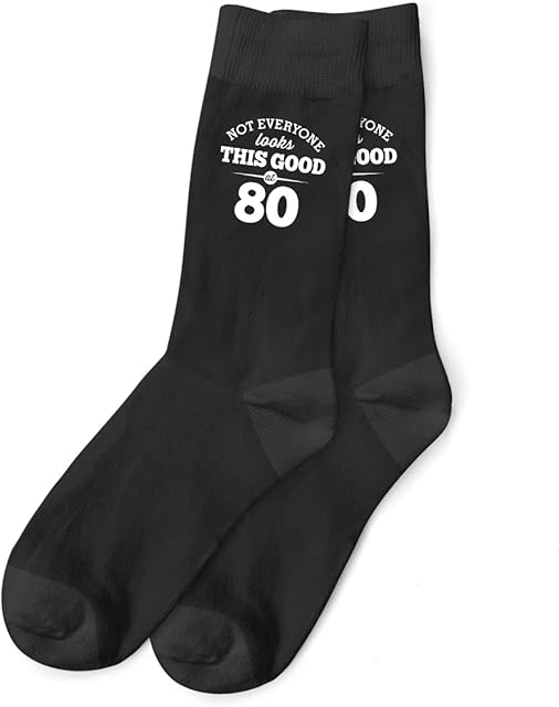80th Birthday Gift Socks Men's Funny Present Keepsake for 80 Size 6 - 11