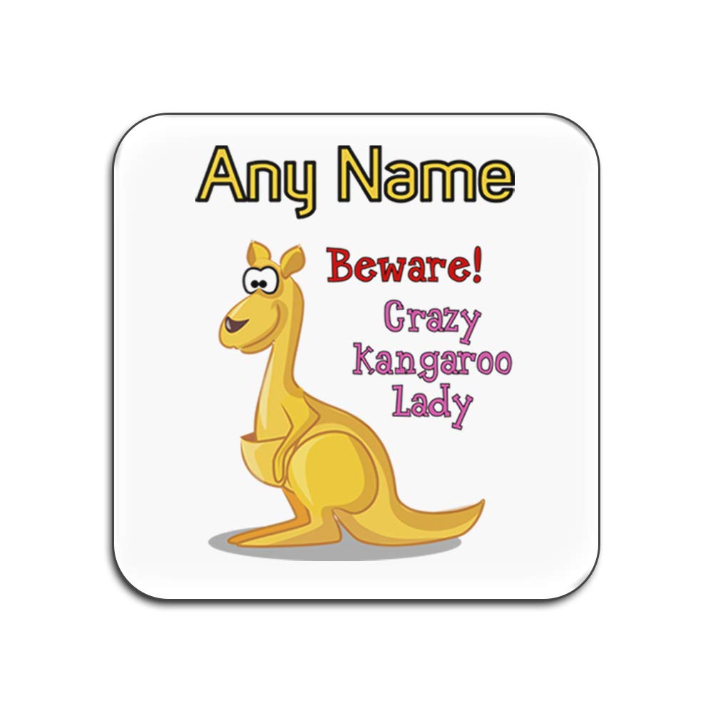 Dessous-de-verre Crazy Kangourou blanc carré : cadeau original
