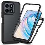 Riccase for Honor X6B Case Built-in Screen Protector Full-Body Military Grade Drop Protection, Silicone Bumper Clear Hard Acrylic Anti-Scratch Cover for Honor X6B Phone Case(Black)