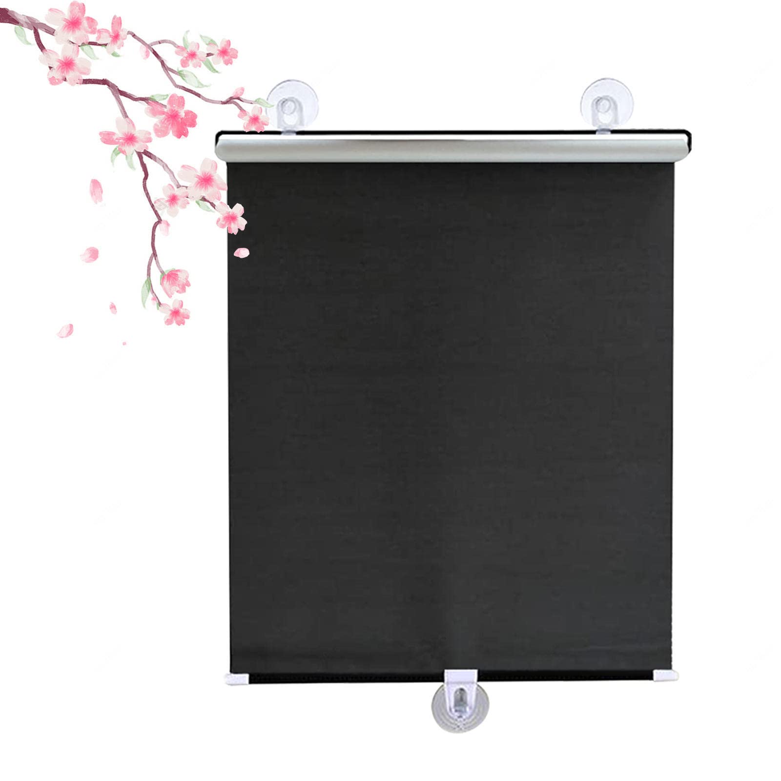 Rolety na przyssawkach bez konieczności wiercenia, Rolety z przyssawką Zaciemniające, chowane, wielokolorowe, w wielu rozmiarach(Black,58 * 125Cm/23 * 49In)