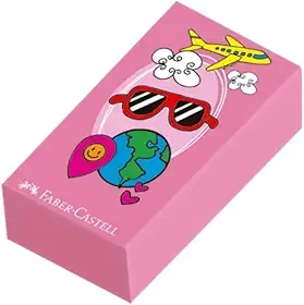 Faber-Castell Borracha Escolar, Design Colorido, Tema Divertido, Roxo e Rosa, 2 Unidades